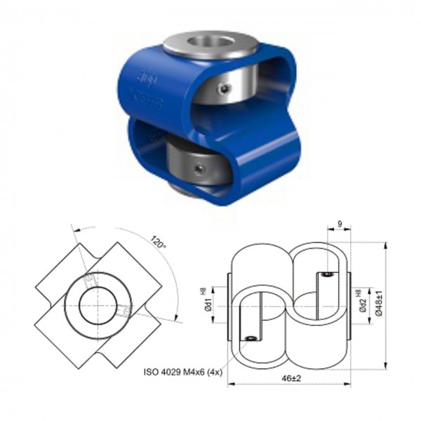 Doppelschlaufenkupplung Edelstahl DK4848-PSX - 6mm/6mm