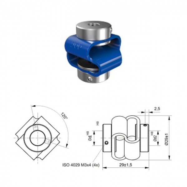 Doppelschlaufenkupplung Edelstahl DK2928-PSX - 6mm/10mm